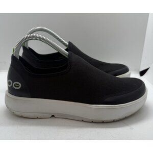 OOFOS OOMG EEZEE Black On White Low Running Shoes Sneakers Size 8 EU39 Recovery
